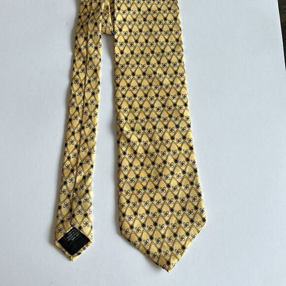 Paolo Designed By Paolo Gucci Geometric Yellow Blue 100% Silk Tie Made in Italy - Picture 2 of 8
